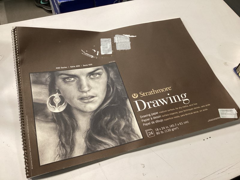 Condition photo showing Good Condition for Strathmore 400-8 400 Series Drawing Pad, 18"x24", Ivory/Cream, 24 Sheets, Medium Ivory/Cream 18x24