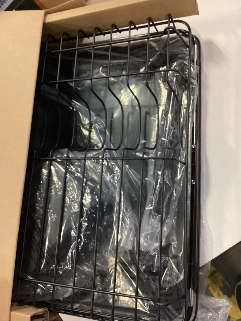 Condition photo showing Good Condition for Kitsure Dish Drying Rack for Kitchen Counter, Stainless Steel Sink Organization and Storage Essentials with Cutlery Holder, Home and Appartment Decor, 12.2''W x 15.7''~23''L, Black Black 12.2''W x 15.7''~23''L - 1 Tier