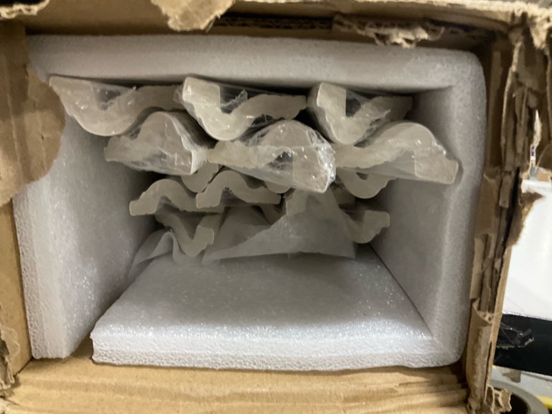 Condition photo showing Good Condition for Art3d Pre-Cut Wall Molding Set of 6 pcs, Ready-to-Assemble Wainscoting Panels for Interior Wall Décor Living Room Bedroom Accent Wall - Installed with Glue, 3 Top 3 Bottom White: Style 2