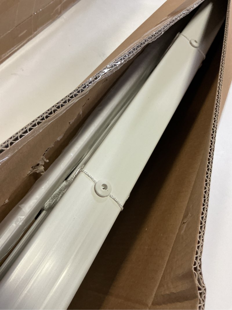 Condition photo showing Good Condition for lazblinds 2-inch cordless faux wood blinds with royal valance, room darkening horizontal window blinds, inside mount blinds for windows - fit for window 34.625" w x 60" h - white white 34 5/8"w x 60"h