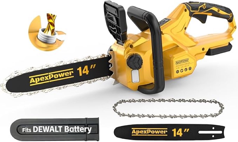 14 Inch Brushless Electric Chainsaw Cordless for Dewalt 20V Battery, Compact Chain Saw with Auto Oiler, Low Kickback, Battery Powered Chainsaw for Tree Trimming, Storm Clean-Up, Wood Cutting, Pruning