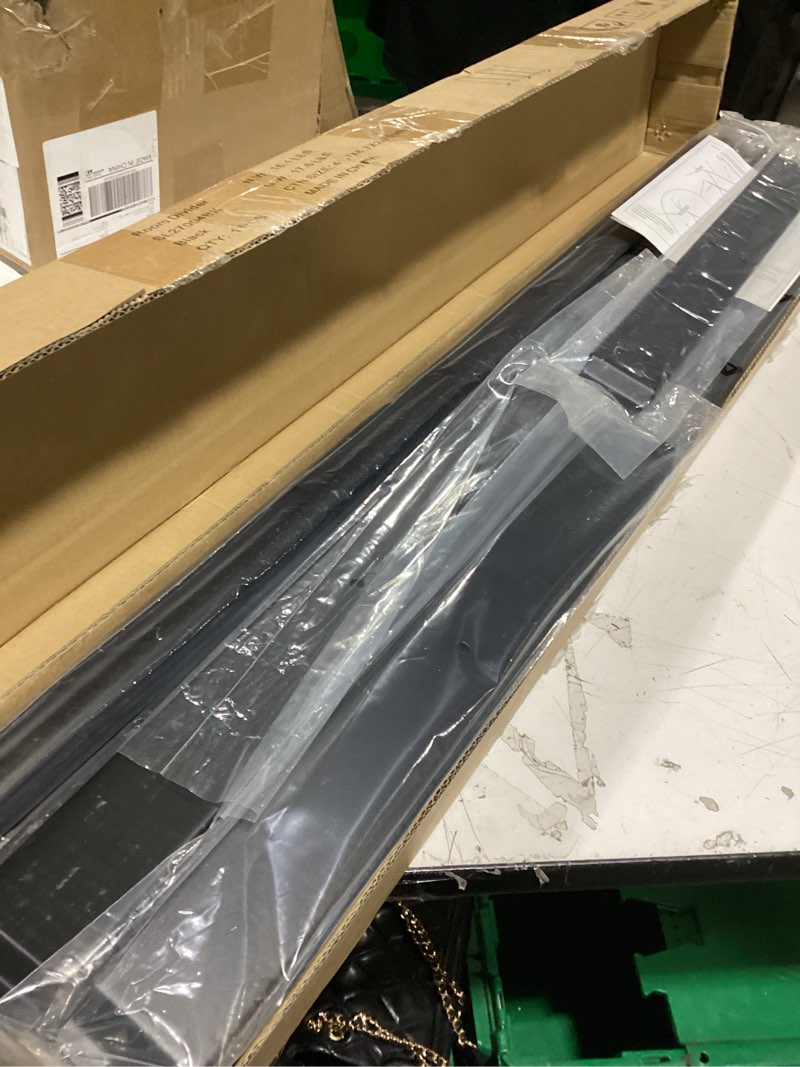 Condition photo showing New/Like New for rantila 4 panel room divider, 6 ft folding privacy screen with wide feet, freestanding partition for room separation, portable room divider panel, 89" w x 71" h, black