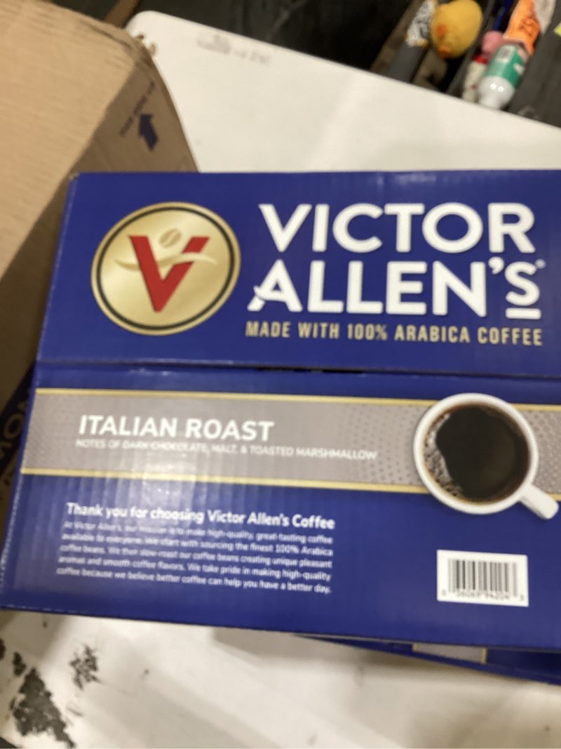 Condition photo showing New/Like New for Victor Allen's Coffee Italian Roast, Dark Roast, 80 Count, Single Serve Coffee Pods for Keurig K-Cup Brewers