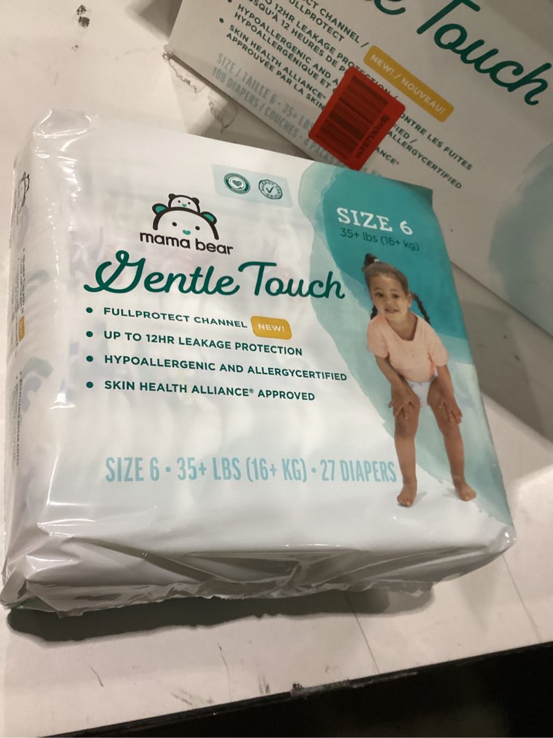 Amazon Brand - Mama Bear Gentle Touch Diapers, Hypoallergenic, Size 6, 27 Count, White