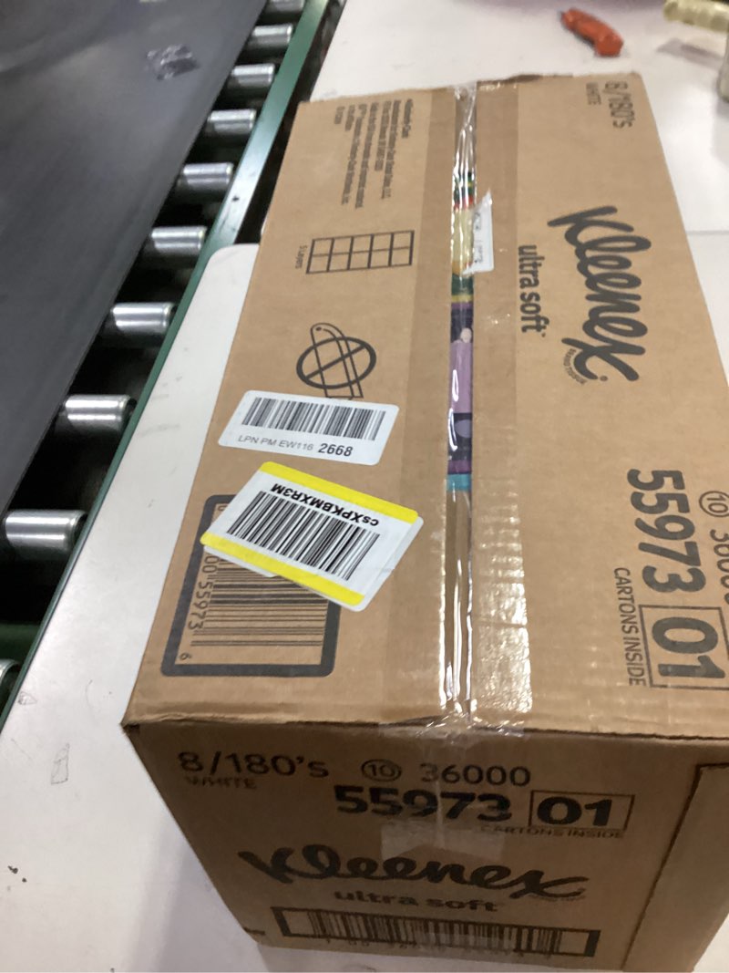 Condition photo showing New/Like New for Kleenex Ultra Soft Facial Tissues, 8 Flat Boxes, 180 Tissues per Box, 3-Ply, Packaging May Vary White 180 Tissues (Pack of 8)
