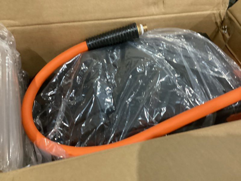 Condition photo showing As Is for VEVOR Retractable Air Hose Reel, 3/8IN x 50FT Hybrid Air Hose Max 300PSI, Air Compressor Hose Reel with 5 ft Lead in, Ceiling/Wall Mount Enclosed Air Reel, 180° Swivel Mount Enclosed Reel 3/8IN x 50FT