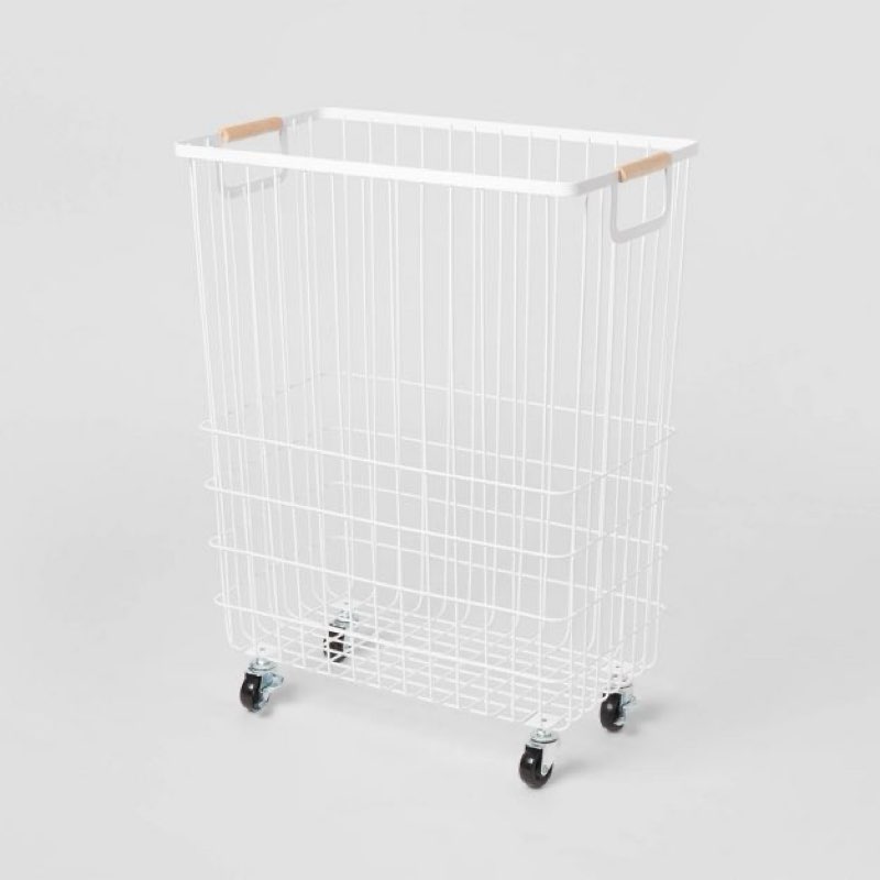 Wire Rolling Laundry Hamper - Brightroom White Iron Clothes Hamper with Locking Wheels