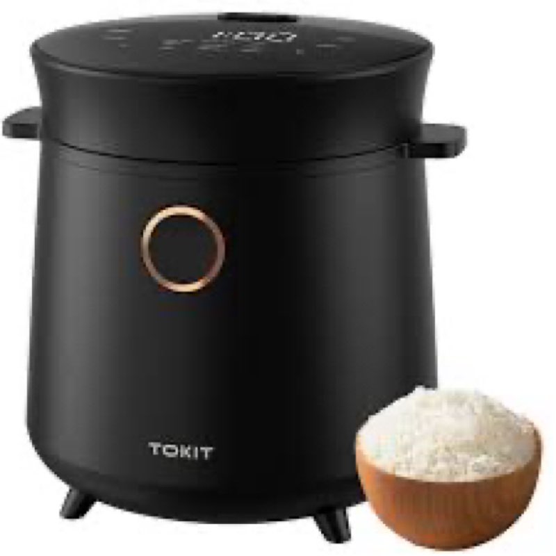 TOKIT Rice Cooker 3 Cup Uncooked/6 Cup Cooked, Nonstick Inner Pot Ceramic Rice Cooker Small,24H Time