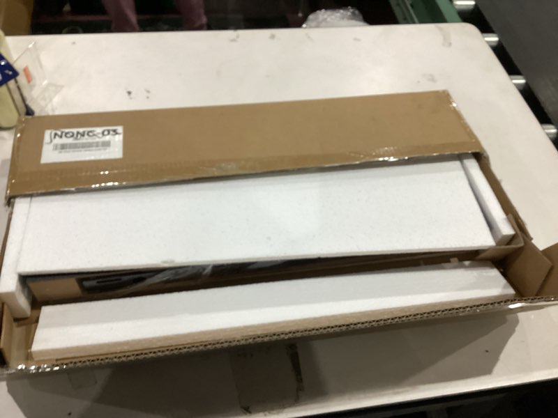 Condition photo showing As Is for WELLAND 24 inch Black Mission Floating Shelves for Wall, Bathroom Wall Mount Shelves, Wood Modern Display Shelves, Book Shelves,for Bedroom,Living Room and Kitchen 23 3/5" x 9 1/4" x 2"