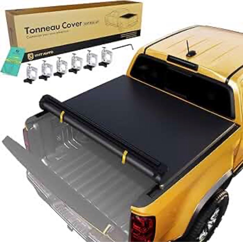 YHTAUTO Soft Roll Up Truck Bed Tonneau Cover | Auto Locking System | Compatible with 2020-2025 Chevy Silverado & GMC Sierra 2500 3500 HD | 6'10" (82.2") Bed | All Weather Waterproof