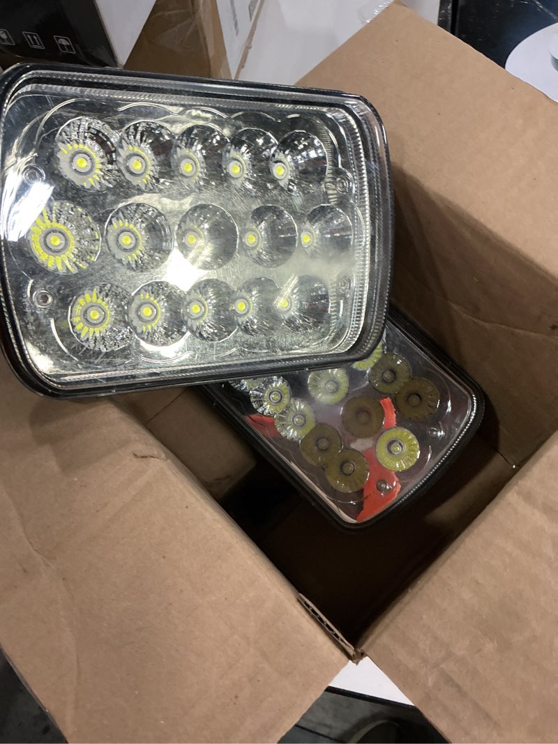 Condition photo showing As Is for H6054 LED Headlights,Pair Rectangular 5x7 7x6 LED Headlight Hi/Low Sealed Beam Replacement Headlamp Compatible with Jeep Wrangler YJ XJ Chevy Express Ford GMC Savana Toyota Pickup Truck Van