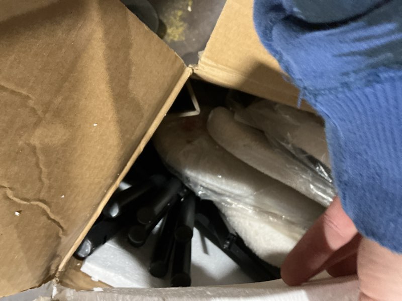 Condition photo showing As Is for GarveeHome Beige Dining Chairs Set of 4, Boucle Upholstered Kitchen Chair, Modern Dining Chairs with Metal Legs for Living Room, Dining Room, Kitchen,4 Lambswool Fabric Beige Chairs