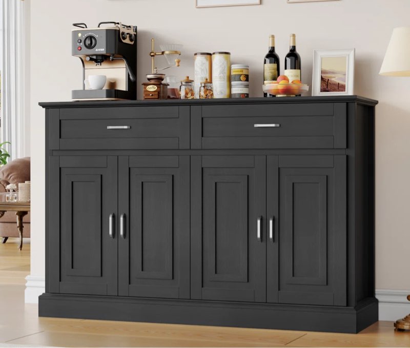 gaume 55.1'' w kitchen sideboard with 2 wide drawers, adjustable shelves