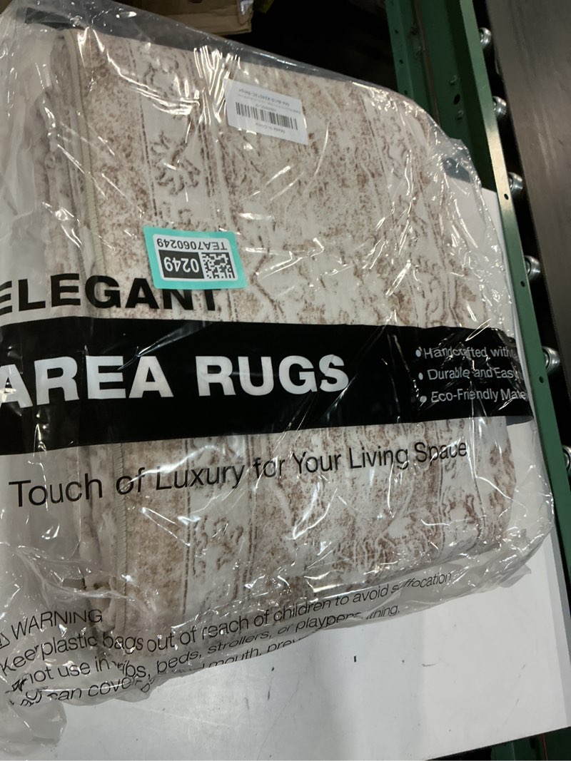 Condition photo showing New/Like New for madane 8x10 area rugs for living room, machine washable vintage neutral rug with non-slip backing, soft large throw rug, thin carpet for bedroom dining room farmhouse (8 x 10, beige/brown) beige/brown 8' x 10' (rectangular)
