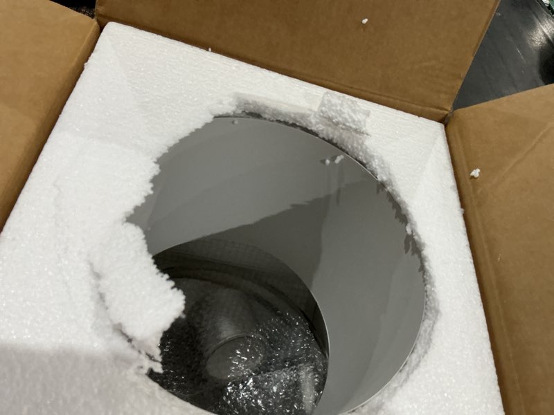 Condition photo showing Good Condition for 10 inch hooded wall vent with screen and damper, galvanized steel wall exhaust vent cover with duct clamps and aluminum foil tape for kitchen range hood and dryer, bathroom exhaust, basement, white
