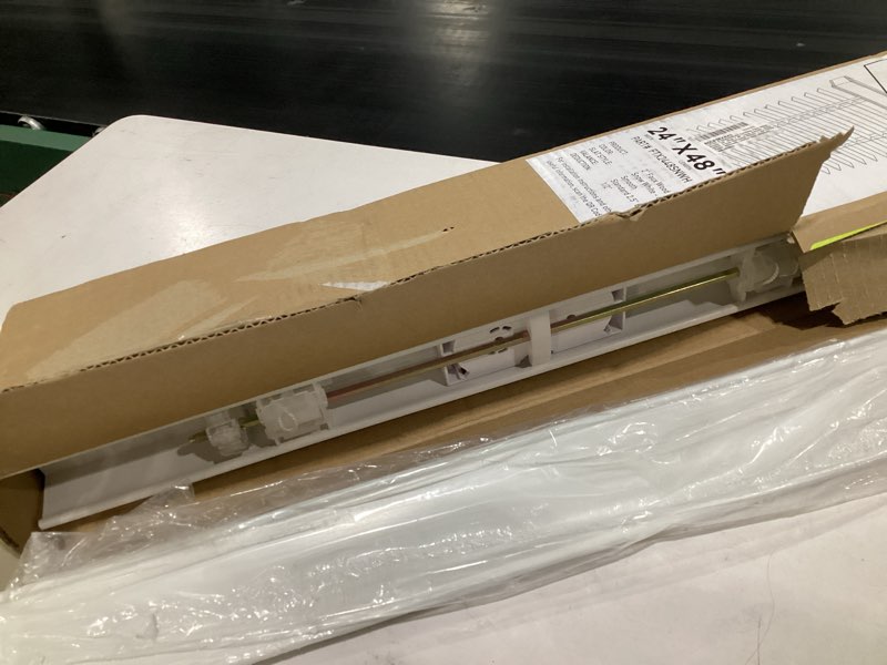 Condition photo showing Good Condition for lotus & windoware cordless faux wood blinds, 24" wide x 48" long, smooth, snow white, 2 inch horizontal blinds – for living room, bedroom, interior door windows