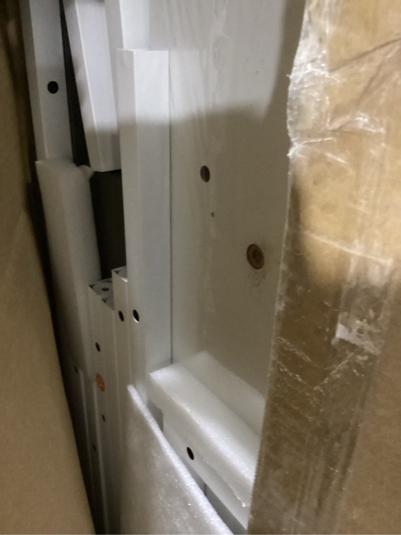 Condition photo showing Good Condition for Pamray 64 Inch L Shaped Gaming Desk with Power Outlets and Led Lights, Large Corner Computer Desk with Monitor Stand and Pegboard, PC Table for Home Office and Bedroom White White 64 inch