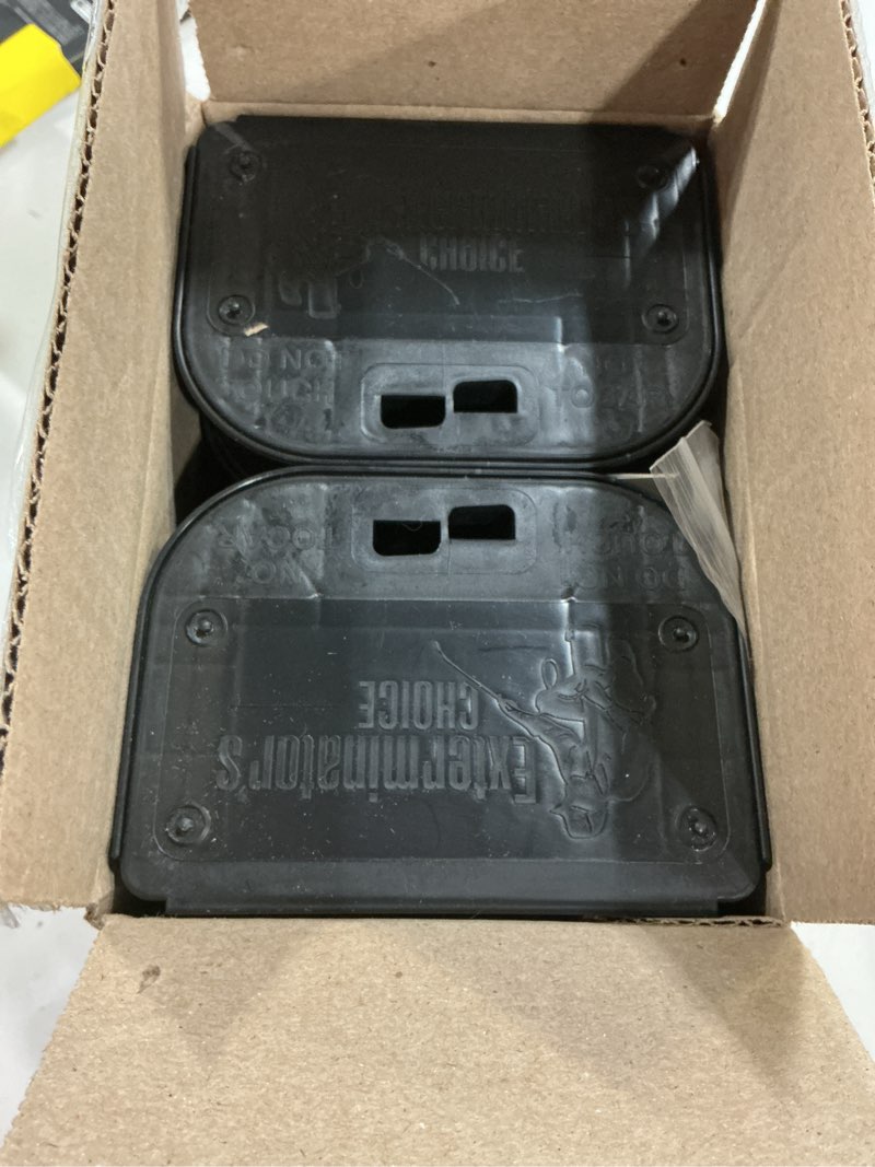 Condition photo showing Good Condition for exterminators choice compact mouse bait station - heavy-duty outdoor rat bait box - lockable design with key - versatile indoor & outdoor use - pack of 12, black, 4.75in x 3.5in x 1.25in