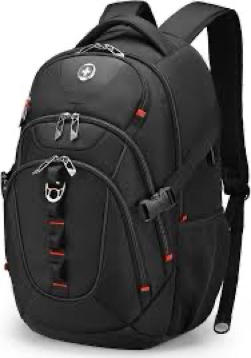 swissdigital design laptop backpack, travel backpack with usb charging port fits 15.6 inches computer, 31l college school bookbag for men, black | sd803-01