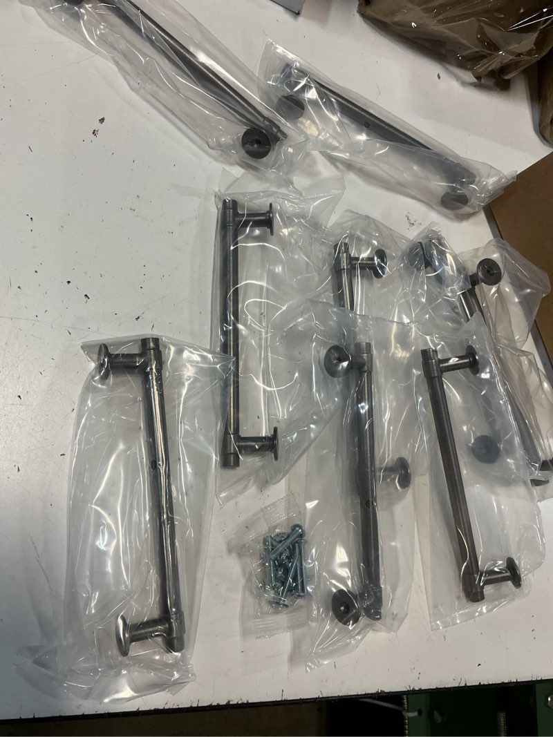 Condition photo showing Good Condition for (incomplete, 9 pieces)franklin brass francisco (10-pack) cabinet handles 5-1/16\" hole center vintage pulls | heirloom silver hardware kitchen door, drawers, dressers, furniture p29618k-904-b heirloom silver 5-1/16\" (128mm) 10-pack