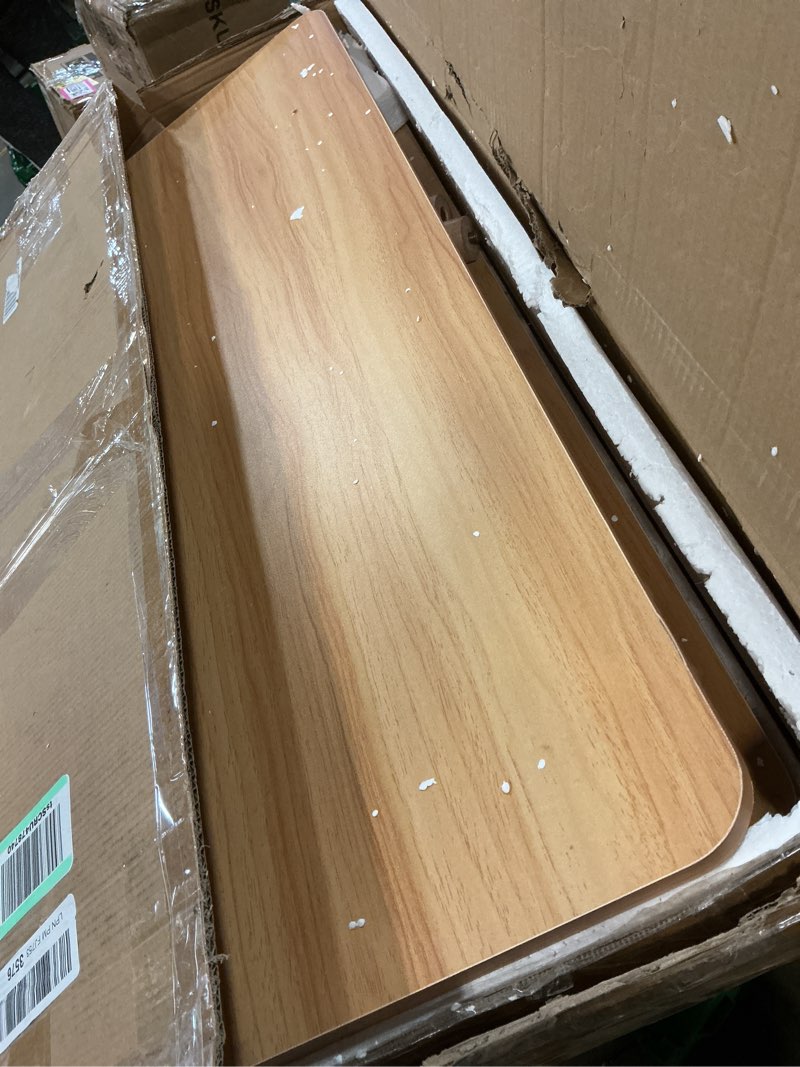 Condition photo showing As Is for 2 tier coffee table low table with solid wood legs, japanese coffee table for living room, side table sofa table, floor table desk for sitting on the floor, storage shelf furniture for office, natural large 2-tier natural-1