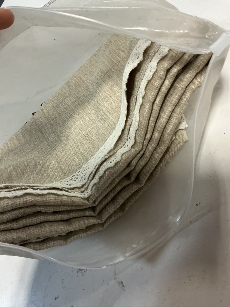 Condition photo showing Good Condition for glory season lace trim tablecloth linen-look textured rustic burlap stlye machine washable solid heavy weight rectangle/oblong table cloth cover for kitchen dinning tabletop decoration 55x86 in beige