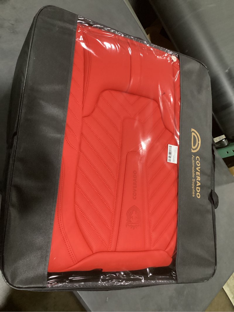 Condition photo showing Good Condition for coverado car seat covers, leatherette seat covers full set, luxury automotive seat covers protector cover seat universal fit for most cars suv truck with lumbar support(red) red fullset