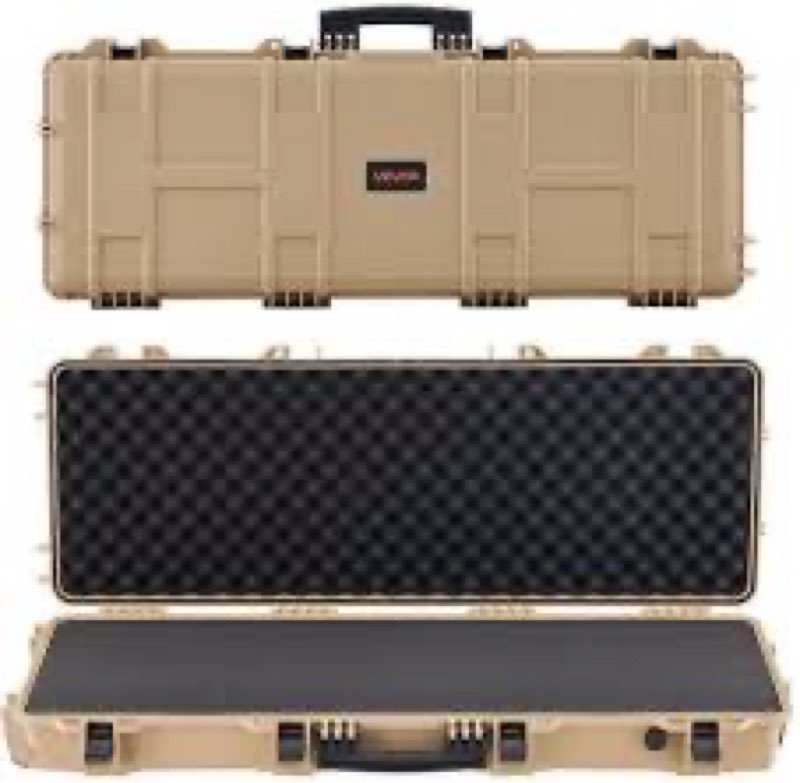 vevor rifle case, rifle hard case with 4 layers fully-protective foams, lockable hard gun case with wheels, ip67 waterproof & crushproof, for rifles or shotguns 36 inch grey