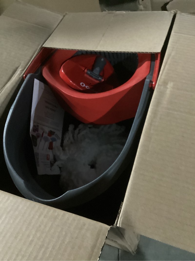 O-Cedar EasyWring Microfiber Spin Mop, Bucket Floor Cleaning System, Red, Gray, Standard