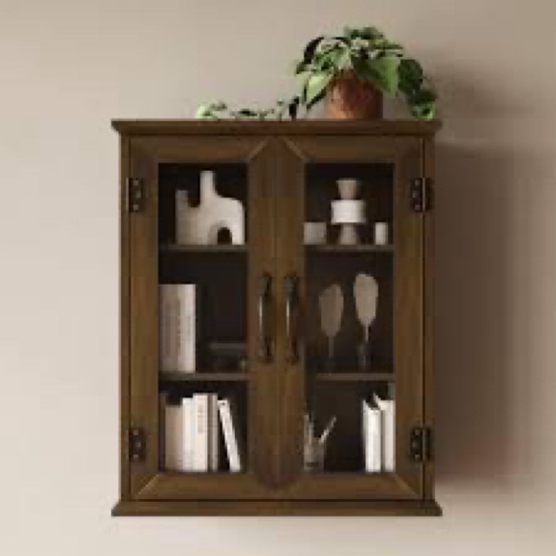 Wood Medicine Cabinet With Acrylic Doors, Bathroom Wall Cabinet With Adjustable Shelves Over The Toilet, Rustic Cabinet Wall Mounted For Bathroom, Kitchen, Living Room, Solid Wood