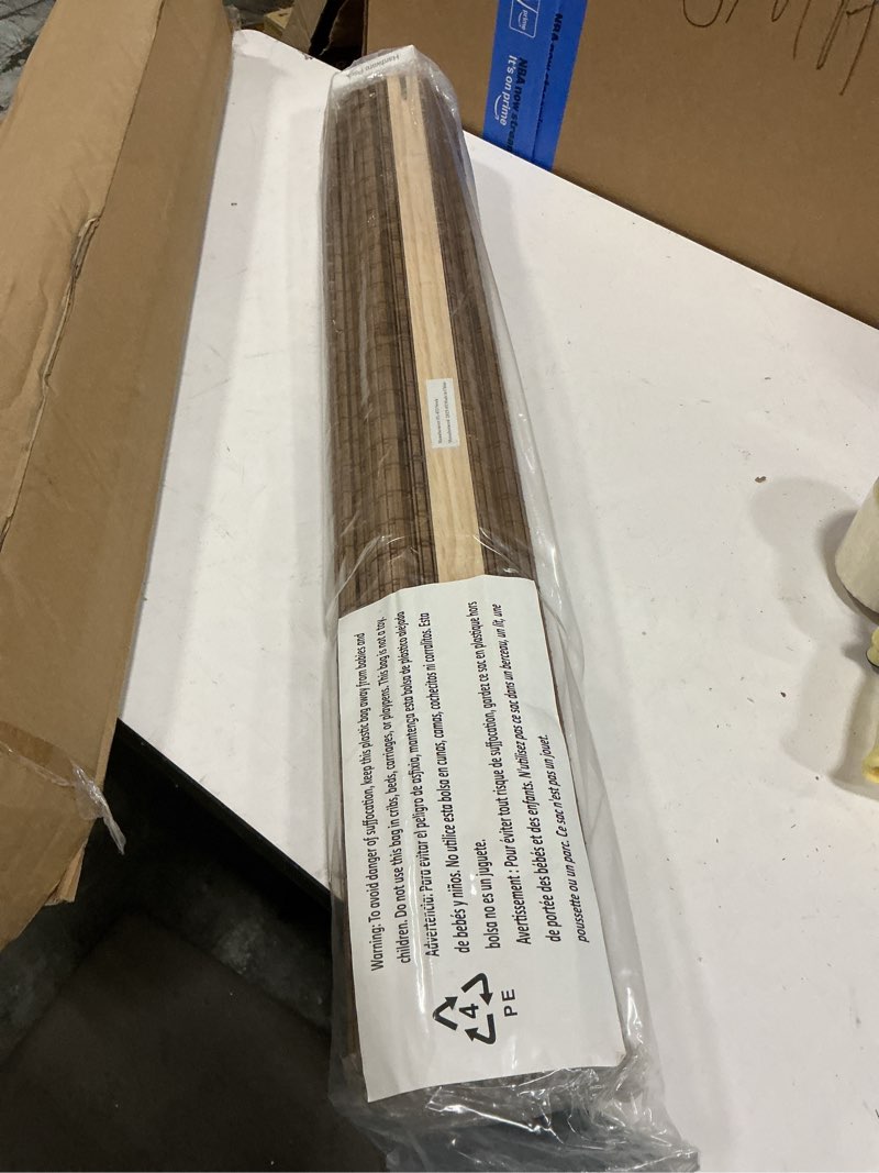 Condition photo showing New/Like New for lazblinds cordless bamboo roman shades, privacy blinds for interior windows, room darkening roll up bamboo blinds for home & patio, 36" w x 64" h, highfield teak pricacy - highfield teak 36" w x 64" h
