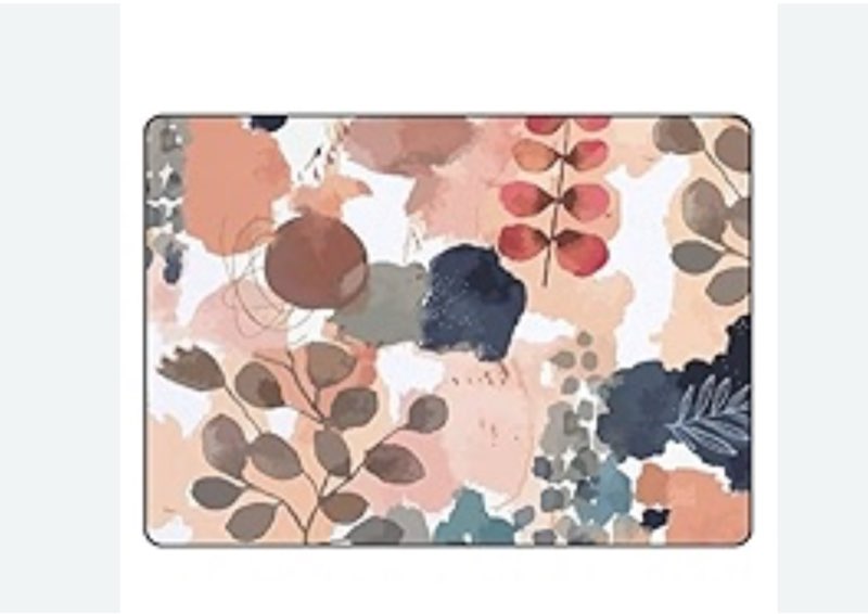 Table Placemats Set Watercolor Orange Blue Leaves Place Mats Heat-Resistant Washable Wipeable Non-Slip Linen Table Mat for Farmhouse Kitchen Indoor Outdoor 18x12Inch 4 PCS