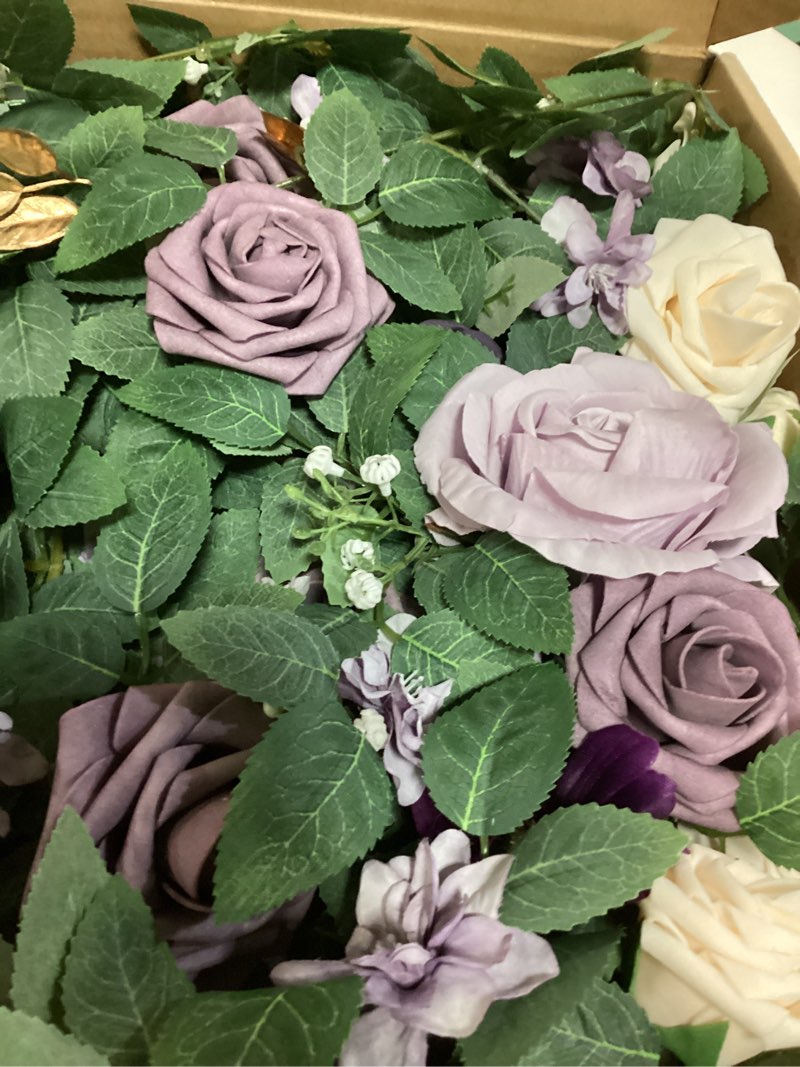 Condition photo showing New/Like New for ling's moment 6pack 1.8ft artificial flowers garland lilac lantern flower arch floral light purple centerpieces wedding aisle decor chair for signs table wall window decoration?not including lanterns? prpl-pastel purple