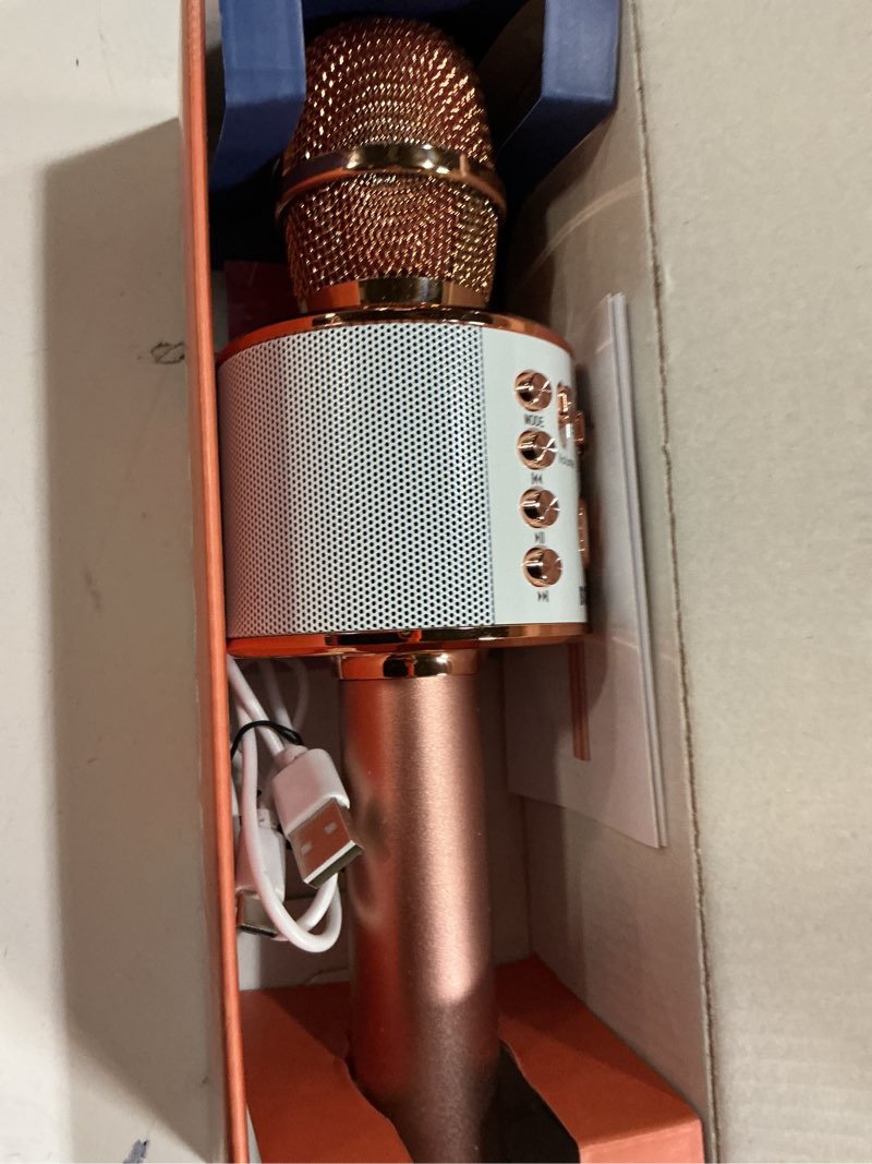 Condition photo showing Good Condition for bonaok wireless bluetooth karaoke microphone,3-in-1 portable handheld karaoke mic speaker machine home party birthday for all smartphones pc(q37 rose gold)