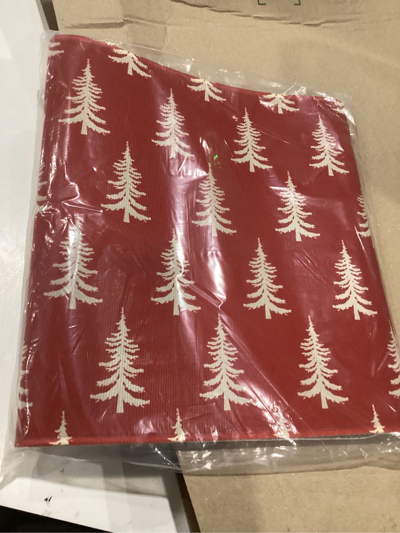 Condition photo showing Good Condition for red christmas kitchen mats set of 2 cream xmas tree print winter holiday kitchen rugs for floor home decor low-profile mats,17x29 and 17x47 inch red christmas tree