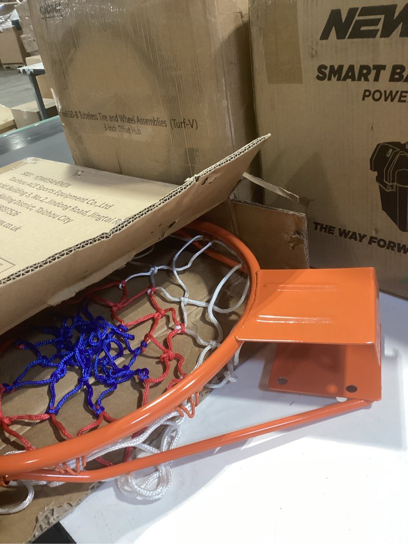 Condition photo showing Good Condition for Dripex Solid Basketball Rim 18" Replacement Breakaway Wall Mounted Outdoor Heavy Duty Solid Steel 18 Inch Rim Double Spring with All Weather Net Orange