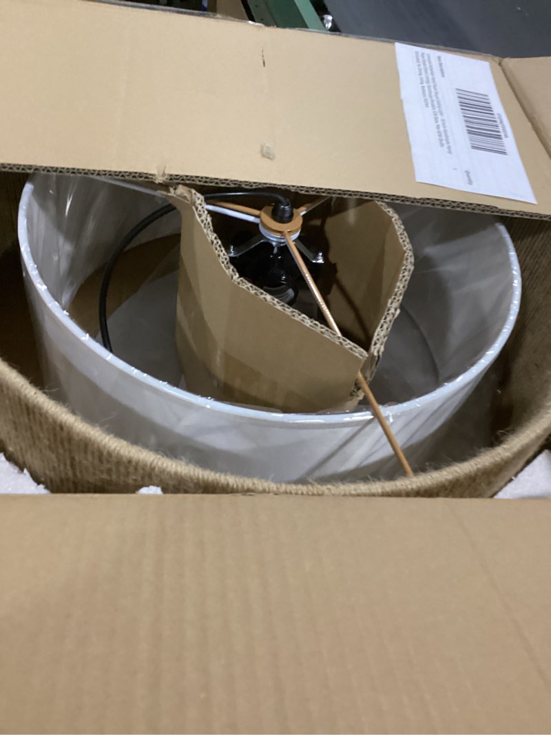 Condition photo showing Good Condition for bohemian semi flush mount ceiling light - 18 inch handmade hemp rope shade (fabric lining), farmhouse pendant, e26 base, max 60w (bulbs excluded), for dining, living, bedroom, kitchen