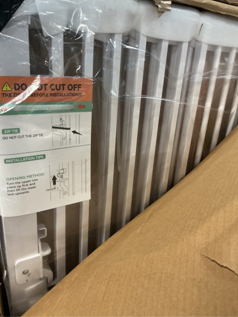 Condition photo showing New/Like New for COMOMY 55.1" Extra Tall Pet Gate for Cats, Extra Wide Cat Gate with Adjustable Cat Door, Pressure Mounted Easy Walk Through Pet Gate with Door for Stairs, Doorways, Kitchen(White, 29.5-40.6") White 55.1"Tall 40.6"Wide