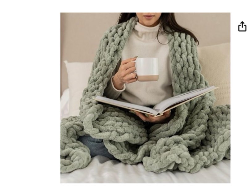 SAMIAH LUXE Sage Green Chunky Knit Blanket Throw 50x60, Chenille Chunky Knit Throw Blanket for Living Room Decor or Boho Decor, Thick Yarn Knitted Blankets for Couch or Bed, Knitted Crochet Blankets