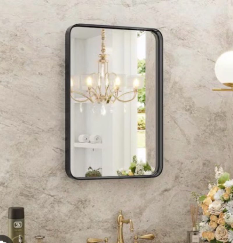 FIRNEWST Modern 30 in. W x 22 in. H Rectangle Black Framed Bathroom