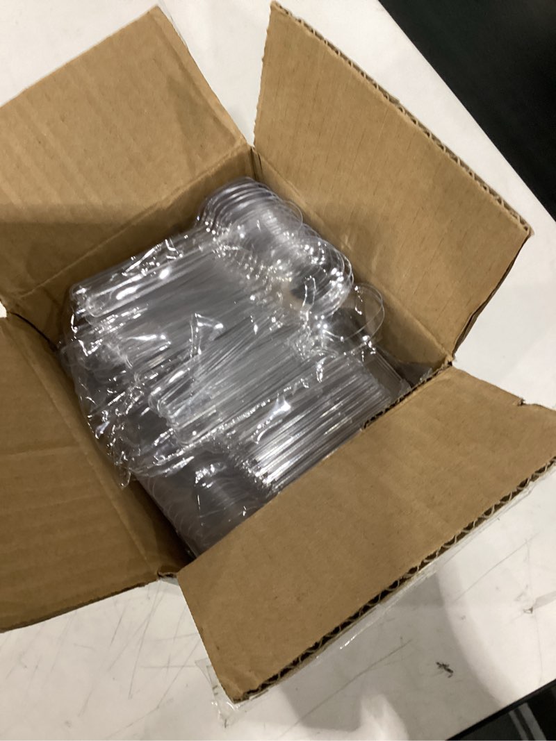 Condition photo showing Good Condition for mini dessert plates with spoons,100 pack 1 oz 2.4" mini appetizer plates,reusable crystal clear plastic square mini plates for desserts appetizers sauces fruit cake tastings