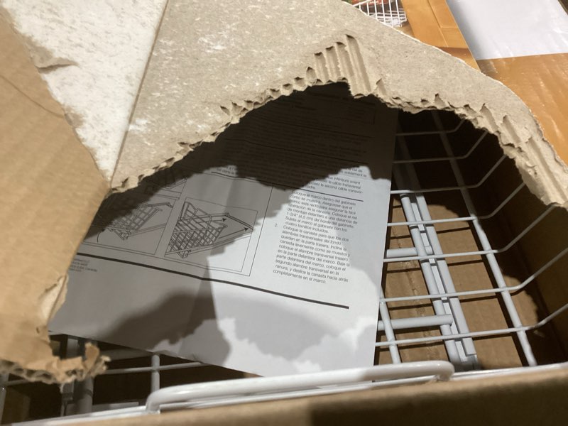 Condition photo showing As Is for ClosetMaid Pull Out Cabinet Organizer, Heavy Duty, Slide Out Pantry Shelves Drawers for Kitchen, Bathroom, 5.25" H x 13.5" W x 20" D, White 14-Inch One Tier One-tier