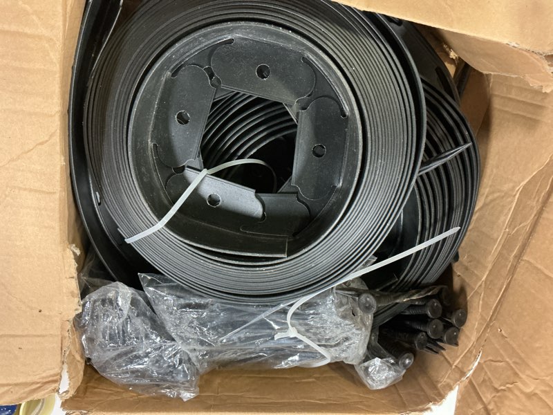 Condition photo showing Good Condition for 100ft,1.5in tall landscape edging kit with 150 spikes, not digging flexible plastic edge border for landscaping, lawn, garden, flower beds, yard, paver, playground, fence, pathway,3pack, 33ft each black 1.5in*100ft