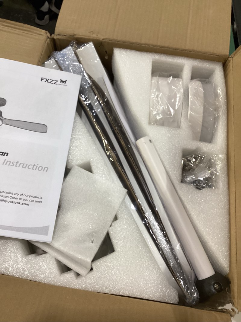 Condition photo showing New/Like New for Hunter 42 inch Indoor Ceiling Fan No Light - White Ceiling Fan without Light, Low Profile Mount, 5 Blades, For Bedroom, Living Room, or Kitchen, Pull Chain - Low Profile IV 51059, Snow White, SIMILAR TO STOCK PHOTO 