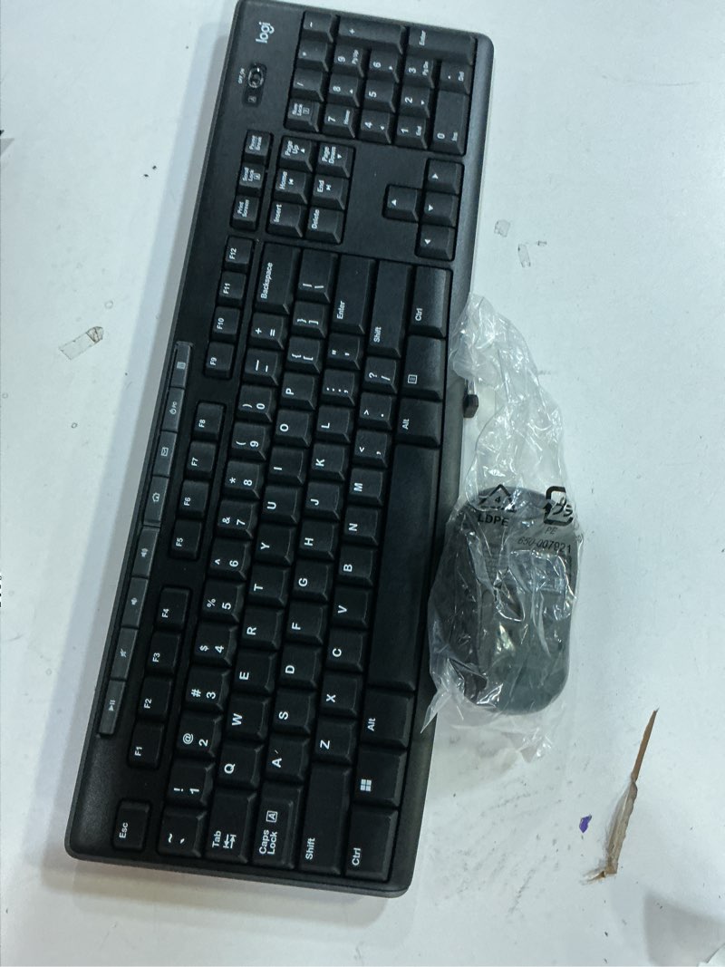 Condition photo showing As Is for Logitech MK270 Wireless Keyboard and Mouse Combo for Windows, 2.4 GHz, 8 Multimedia Keys, PC, Laptop, Wireless Keyboard Compact Mouse Combo - Black Black 1 Pack Combo