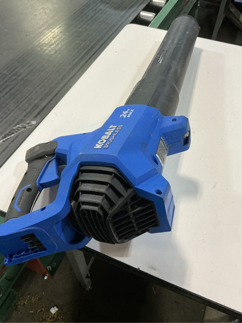 Condition photo showing As Is for  kobalt 24-volt 500-cfm 120-mph battery handheld leaf blower 4.0 ah battery included charger included
