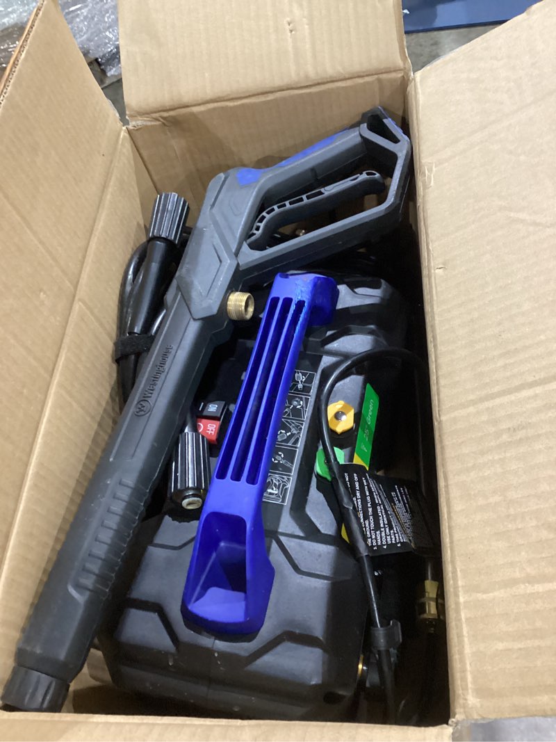 Condition photo showing As Is for westinghouse epx3100v electric pressure washer, 2100 max psi 1.76 max gpm, built-in carry handle, detachable foam cannon, pro-style steel wand, 3-nozzle set, for cars/fences/driveways/home/patios 2100 max psi - handheld