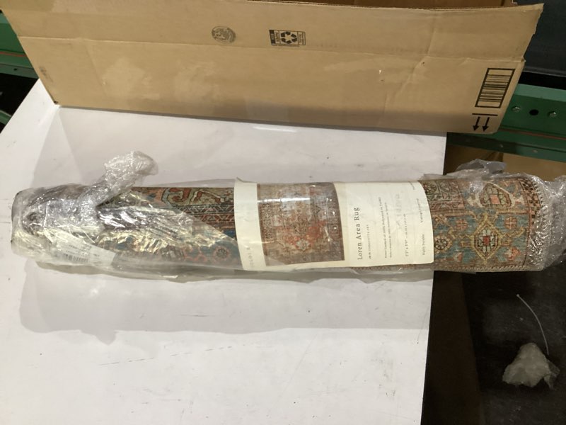 Condition photo showing New/Like New for loloi loren collection lq-15 terracotta/sky 2'-3" x 3'-9" accent rug terracotta / sky 2'3" x 3'9" (rectangular)