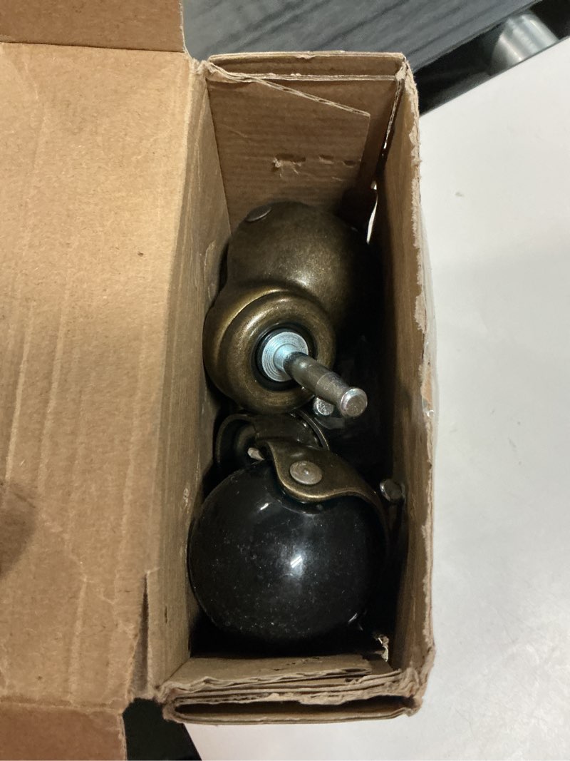 Condition photo showing As Is for MySit 2 Inch Ball Caster Set of 4 Brass Vintage Antique Casters 5/16" x 1-1/2" Stem Caster Wheels with Sleeve Wheels for Furniture, Sofa, Chairs, Cabinets Stem(no brake) 4 PC (600LBS)