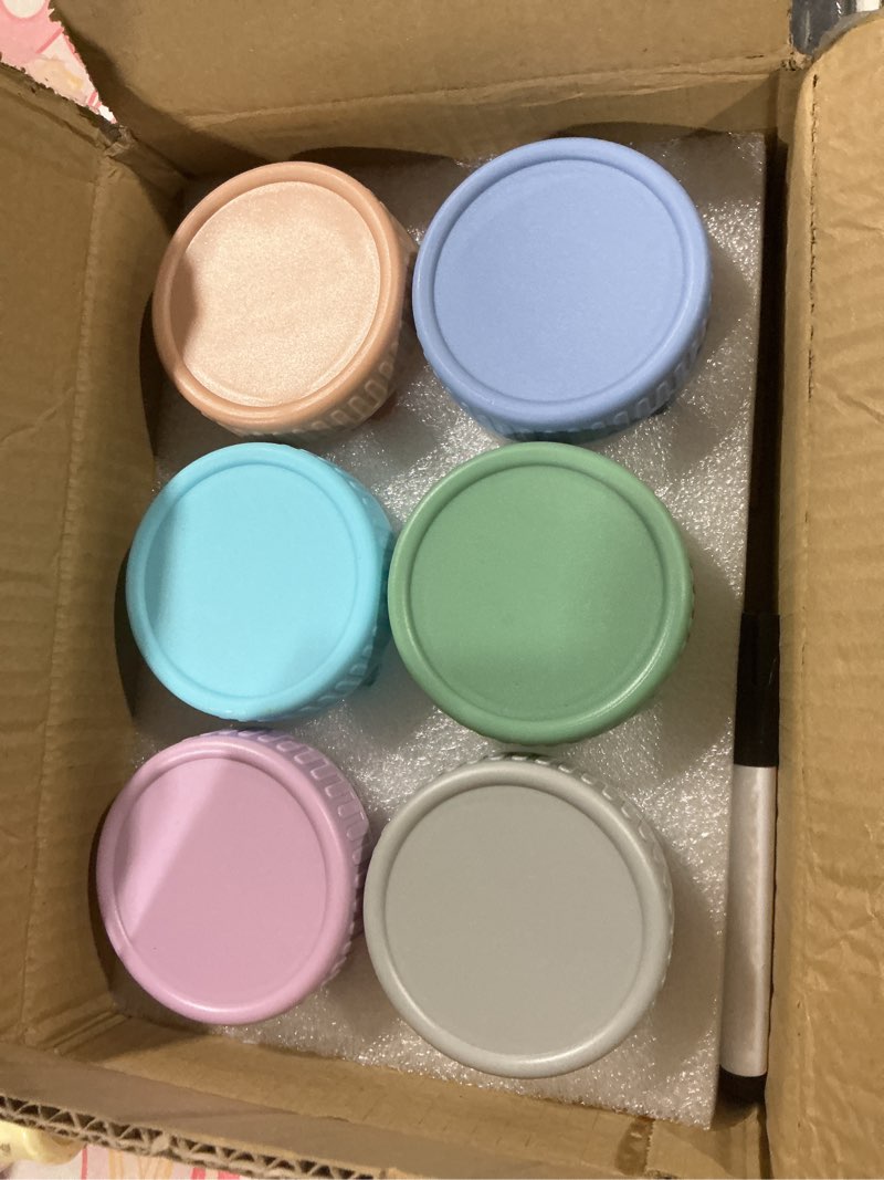 Condition photo showing Good Condition for DRKIO 6 Pack Glass Baby Food Storage Containers - 4 Oz Baby Food Jars with Lids Baby Food Maker Microwave Dishwasher Freezer Safe 100% Leak Proof BPA Free Reusable 4 Oz - Multicolor